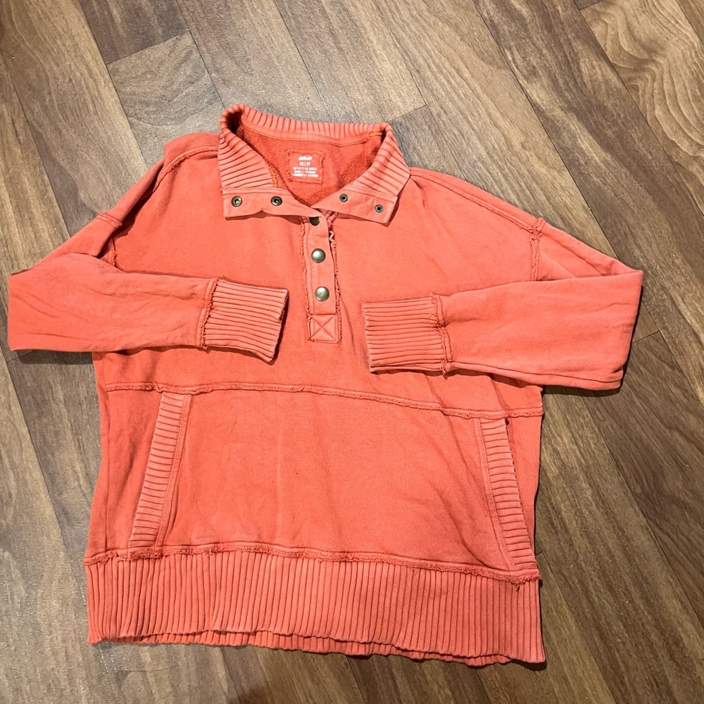 Aerie Coral Snap Sweatshirt